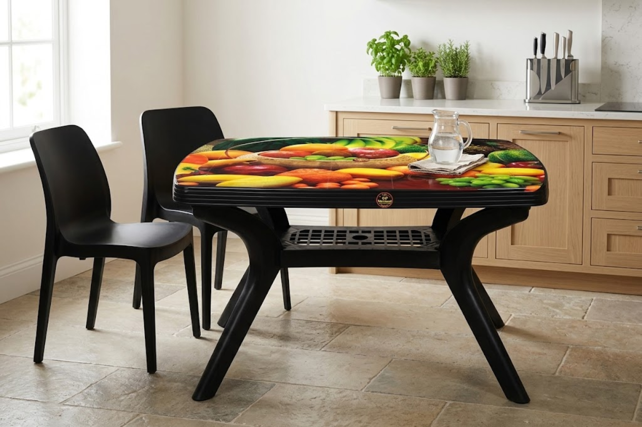 square print dining table with cross leg (2)